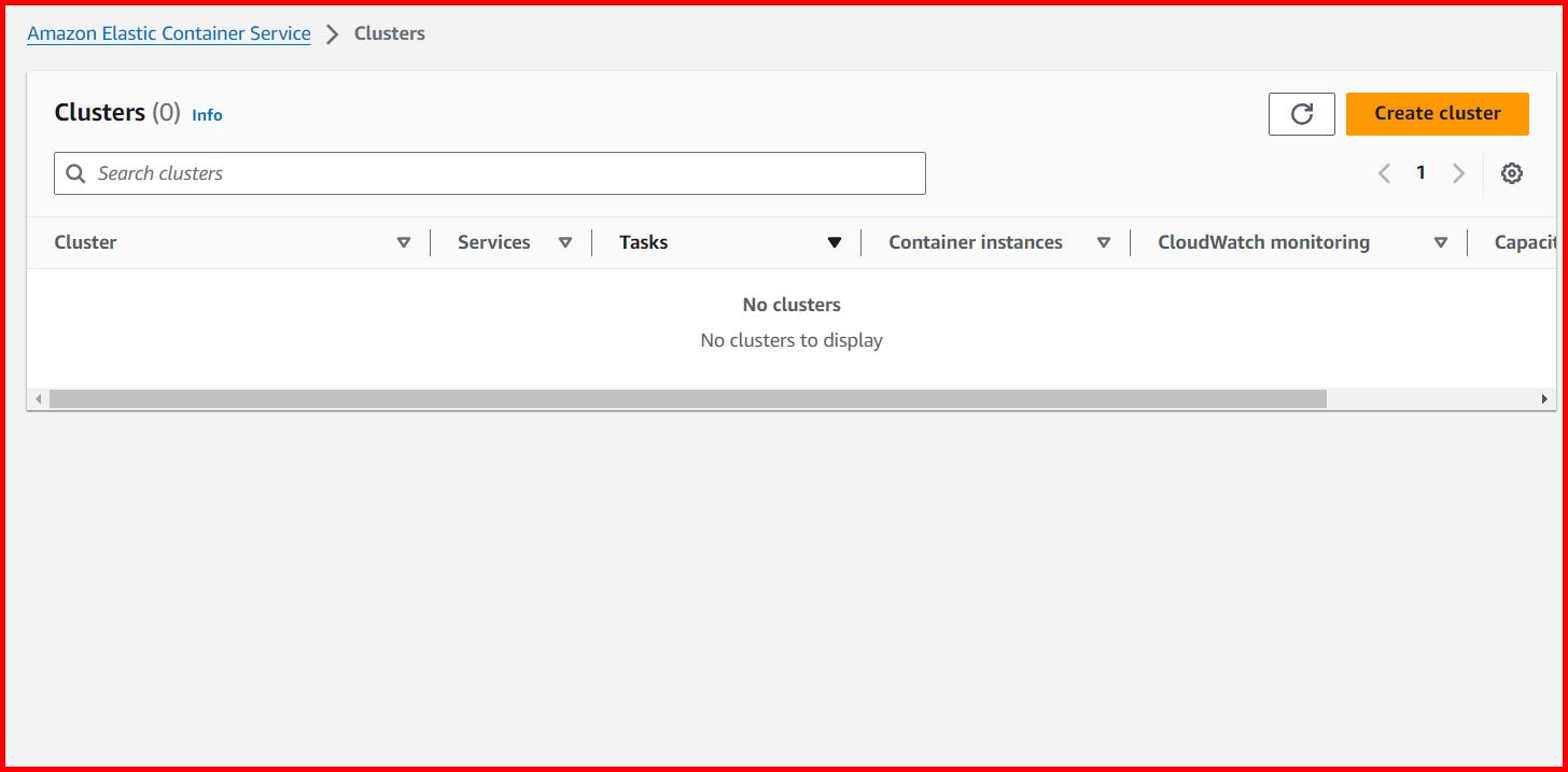Picture showing the Create cluster button for creating the new cluster